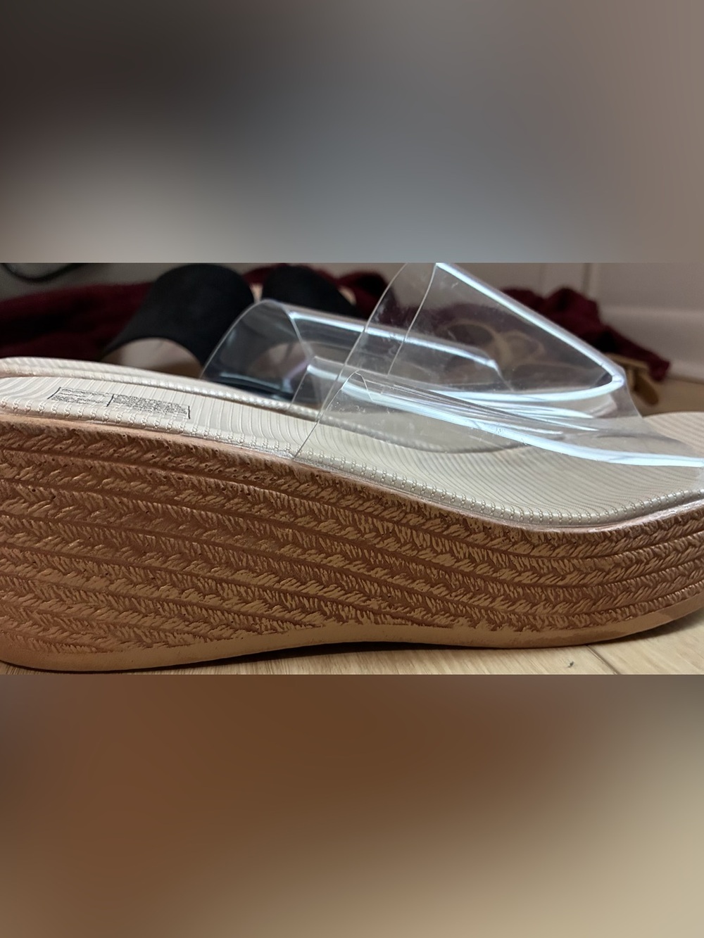 Clear Strap Wedge Sandals in Clear/Tan - Women's